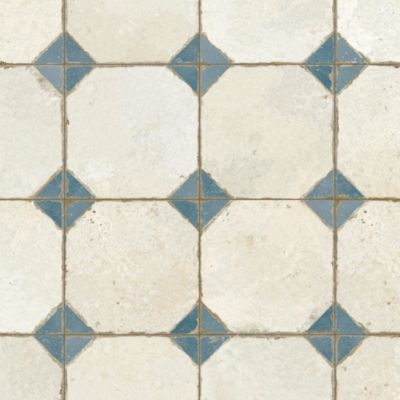 Carrelage Vintage Bleu Cabochon 45x45x0,95 cm Calvero - Sol et mur intérieur (vendu par carton de 1 m²) - RO'MA CARRELAGE