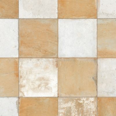 Carrelage Vintage effet Carreau ciment Jaune Damier 45x45x0,95 cm Rosaria - Sol et mur intérieur (vendu par carton de 1 m²) - RO'M