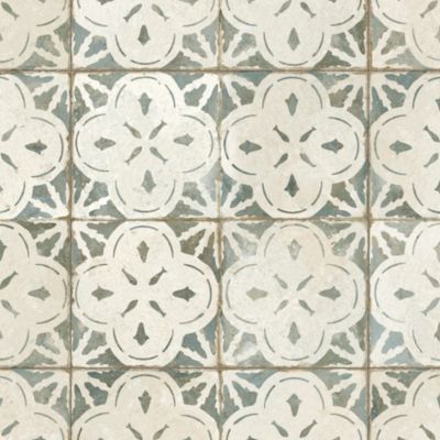 Carrelage Vintage effet Carreau ciment Vert 45x45x0,95 cm Calenza - Sol et mur intérieur (vendu par carton de 1 m²) - RO'MA CARREL