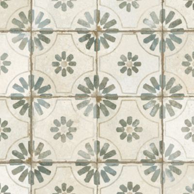 Carrelage Vintage effet Carreau ciment Vert 45x45x0,95 cm Selvara - Sol et mur intérieur (vendu par carton de 1 m²) - RO'MA CARREL