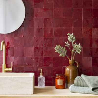 Carrelage Zellige Marocain Rouge Lie de vin 10x10 cm (vendu par 1 m² ...