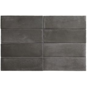 Carrelage zellige  pour sol et mur en 5x15 cm noir anthracite - COCO BLACK HAT MATT (vendu par boite de 0.50m2)