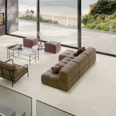 Carrellage Grès Cérame Italien Effet Béton Blanc Mat 80X80 - EBFH002