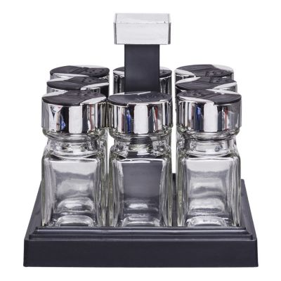 Carrousel à épices carré 8 pots Noir, L. 16 x l. 16 x H. 16 cm, COOKING