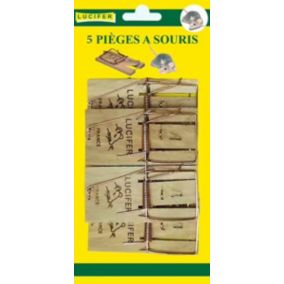 Carte de 5 pièges à souris en bois Lucifer
