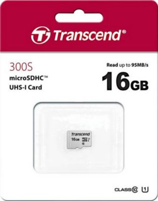 Carte mémoire microSDHC 16GB 300S Transcend