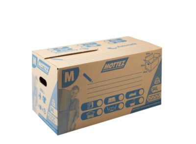Carton de déménagement avec poignées 20kg Mottez H. 30 x L. 60 x l. 30 cm, capacité 54 L