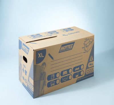 Carton de déménagement simple cannelure avec poignées Mottez L.600 x l.400 x H.400 mm capacité 96 l