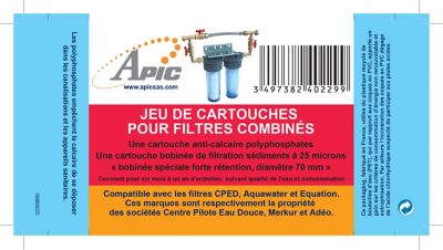 cartouche filtre anti-tartre anti-calcaire APiC 93/4 250 mm
