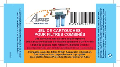 Cartouche Apic 1x anticalcaire + 1 x 25 microns