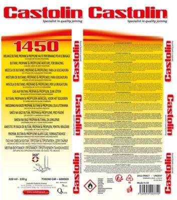 Cartouche de gaz butane / propane / propylène Castolin 380 ml