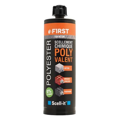 Cartouche scellement chimique 410 ml, résine polyester sans styrène - Gris béton - FIRST410G
