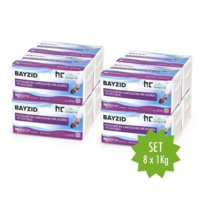 Cartouches De Floculant Pré-dosées Bayzid 8 x 1 Kg (8x 125g), Pour Piscines À Filtration Sable