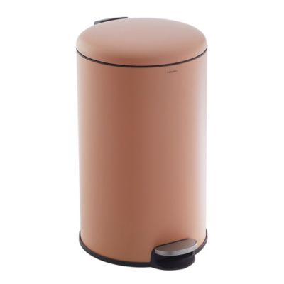 CASABEL Poubelle Cuisine 50L en Acier Inoxydable, Anti-Traces, Poubelle Ronde avec Pédale et Couvercle, Terracotta
