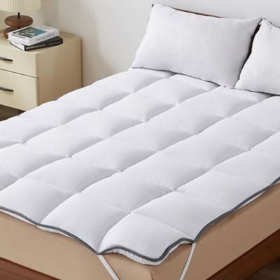 CASABEL Surmatelas 140x190 cm 600gsm Extra Moelleux Microfibre Respirante Matelassage Confort 4 Elastiques d Angle