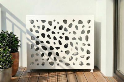 Casanoov cache clim PAC aluminium L 107 x H 83 x P 71 blanc RAL9016 ventilation protection accès facile réglable montage sol mur