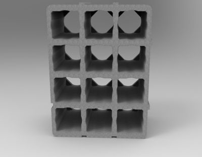 Casier 12 bouteilles en polystyrène gris H. 36,1 x L. 48,5 x P. 23,2 cm