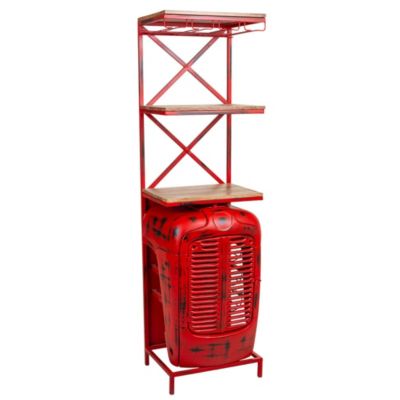 Casier à bouteilles en bois et métal rouge 84x40x185h | Castorama