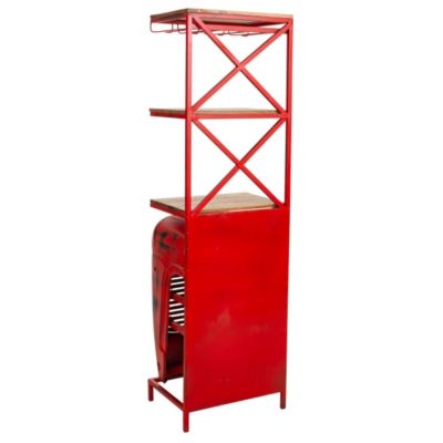 Casier à bouteilles en bois et métal rouge 84x40x185h | Castorama