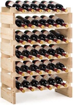 Casier à Bouteilles pour 60 Bouteilles,avec 6 Étagères, en Bois pour Bars, sous-sols, 101x29x72cm CM,Bois Naturel (60 Bouteilles)