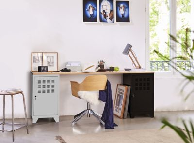 Casier de bureau en métal 1 porte avec pieds Snor blanc H. 74 x L. 40 cm