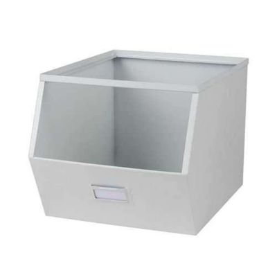 Casier de rangement en métal avec étiquette Blanc, L. 32 x l. 23 x H. 21 cm, DOCK