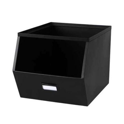 Casier de rangement en métal avec étiquette Noir, L. 32 x l. 23 x H. 21 cm, DOCK