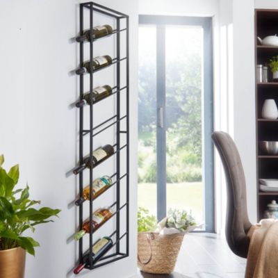 Casier à Vin Mural Métal Doré 36x150x8cm Étagère Porte-bouteilles Étroit FineBuy