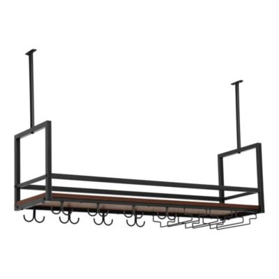 Casier à vin suspendu Borejle métal 100 x 30 x 65 cm noir effet noyer en.casa