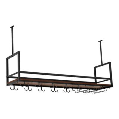 Casier à vin suspendu Borejle métal 120 x 30 x 65 cm noir effet noyer en.casa