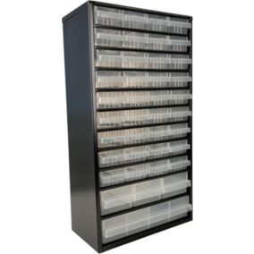 Casiers à Tiroirs C12-40, Cadre en Acier, 40 Tiroirs en Plastique, Charge 36 kg, 15 x 30,6 x 55,2 cm, pour Garage & Atelier