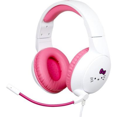 Casque gaming circum-aural - Filaire - Konix - PC, PS5, Switch 2 et Xbox - Hello Kitty - Microphone - Câble 1,5 m - Blanc et rose