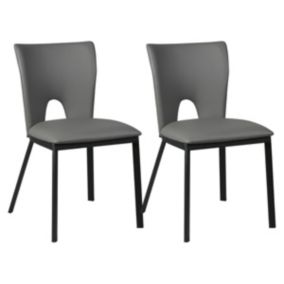 CATALIA - Lot de 2 Chaises Grises Métal et Simili