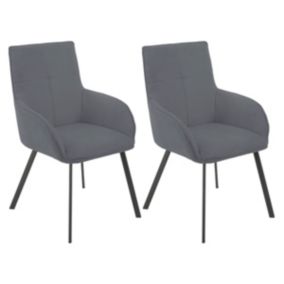 CATILA - Lot de 2 Fauteuils Gris Piètement Gris Mat