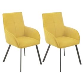 CATILA - Lot de 2 Fauteuils Jaunes Piètement Gris Mat