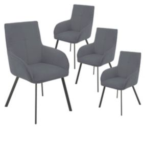 CATILA - Lot de 4 Fauteuils Gris Piètement Gris Mat