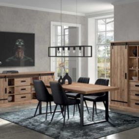 CEDRA - Ensemble Séjour Industriel Complet avec Table 230cm Piètement U