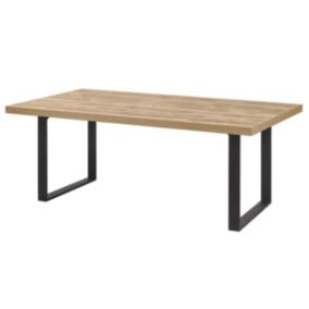 CEDRA - Table 170cm Aspect Bois Piètement U Métal Poudré Noir