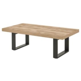 CEDRA - Table Basse Aspect Bois Piètement U Métal Poudré Noir