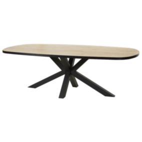 CEDRA - Table Repas Ovale 230cm Aspect Bois Piètement Métal