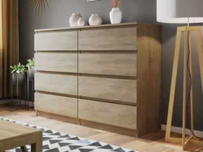 Celia - commode 8 tiroirs - effet bois - 139 cm - style contemporain - Best Mobilier