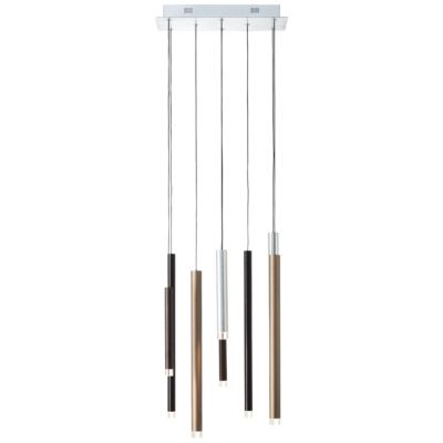 CEMBALO Suspension 8L aluminium/noir/marron/café, métal/acrylique LED intégrée  32W - variateur 3 niveaux - ampoule incluse