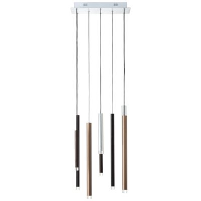 CEMBALO Suspension 8L aluminium/noir/marron/café, métal/acrylique LED intégrée  32W - variateur 3 niveaux - ampoule incluse