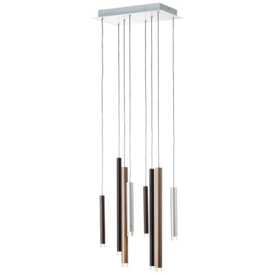 CEMBALO Suspension 8L aluminium/noir/marron/café, métal/acrylique LED intégrée  32W - variateur 3 niveaux - ampoule incluse