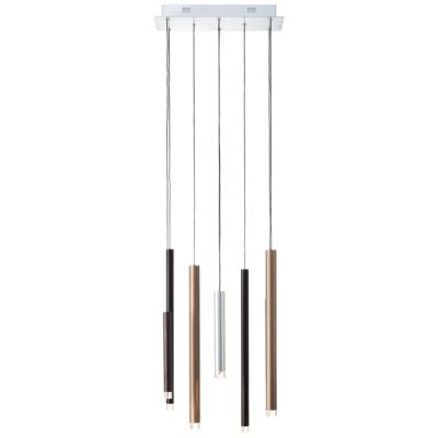 CEMBALO Suspension 8L aluminium/noir/marron/café, métal/acrylique LED intégrée  32W - variateur 3 niveaux - ampoule incluse