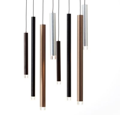 CEMBALO Suspension 8L aluminium/noir/marron/café, métal/acrylique LED intégrée  32W - variateur 3 niveaux - ampoule incluse