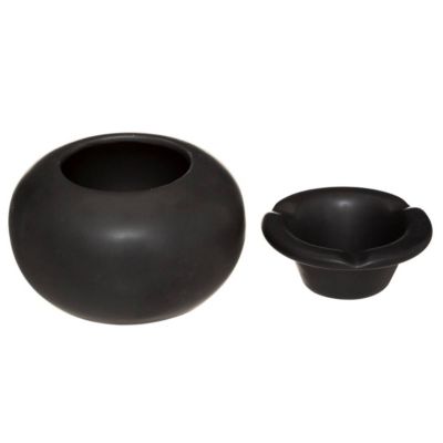 Cendrier Déco Bota Atmosphera - En Céramique Et Métal - Bleu - 12 Cm - 10