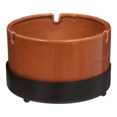 Cendrier "Bota" - métal et céramique - D12 cm - Marron- Atmosphera