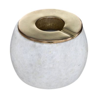 Cendrier marbre et métal - blanc - D12 cm - Atmosphera
