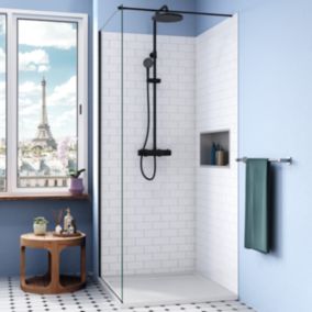 Ceramia Alda Receveur de douche 90x90cm + Siphon Eslim90. Pierre de synthèse, blanc mat (ALD15-9090B-S)